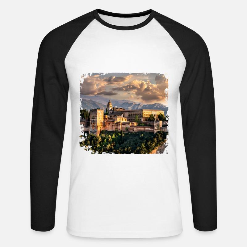 Alhambra - Unisex Baseballshirt langarm - Weiß/Schwarz