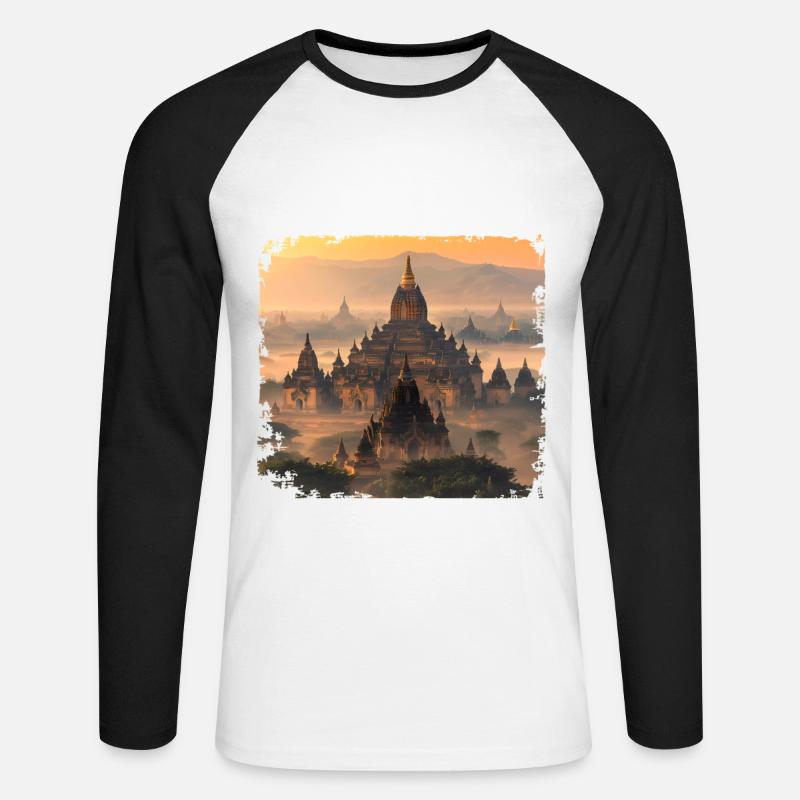 Bagan - Unisex Baseballshirt langarm - Weiß/Schwarz