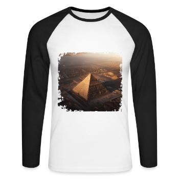 Große Pyramide - Unisex Baseballshirt langarm - Weiß/Schwarz - Vorne - Nik (191cm)