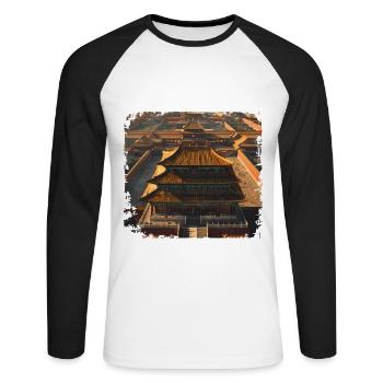 Verbotene Stadt - Unisex Baseballshirt langarm - Weiß/Schwarz - Vorne - Nik (191cm)
