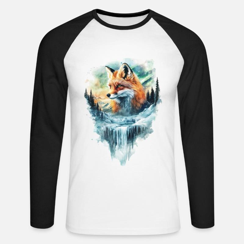 Fuchs - Unisex Baseballshirt langarm - Weiß/Schwarz