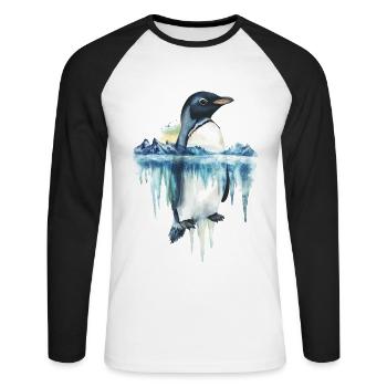 Pinguin - Unisex Baseballshirt langarm - Weiß/Schwarz - Vorne - Nik (191cm)