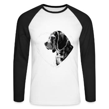 Beagle - Unisex Baseballshirt langarm - Weiß/Schwarz - Vorne - Nik (191cm)