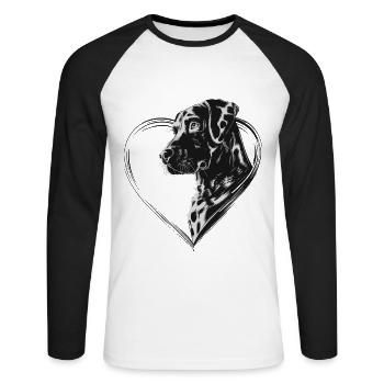 Dalmatiner - Unisex Baseballshirt langarm - Weiß/Schwarz - Vorne - Nik (191cm)