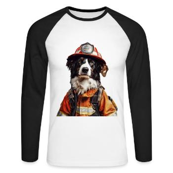 Hund - Unisex Baseballshirt langarm - Weiß/Schwarz - Vorne - Nik (191cm)
