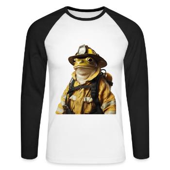 Frosch - Unisex Baseballshirt langarm - Weiß/Schwarz - Vorne - Nik (191cm)