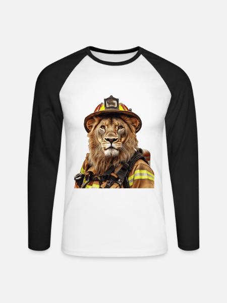 Löwe - Unisex Baseballshirt langarm - Weiß/Schwarz