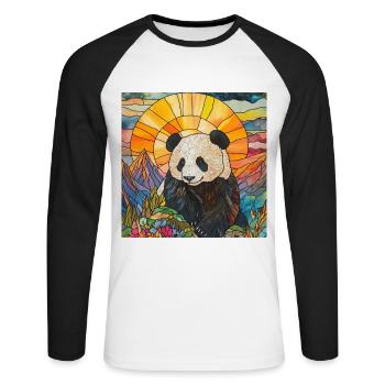 Panda - Unisex Baseballshirt langarm - Weiß/Schwarz - Vorne - Nik (191cm)