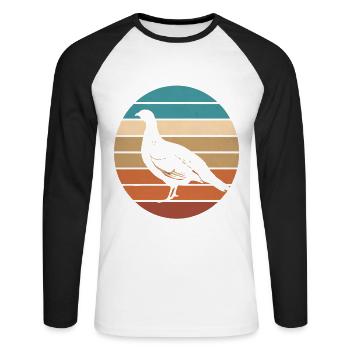 Auerhahn - Unisex Baseballshirt langarm - Weiß/Schwarz - Vorne - Nik (191cm)
