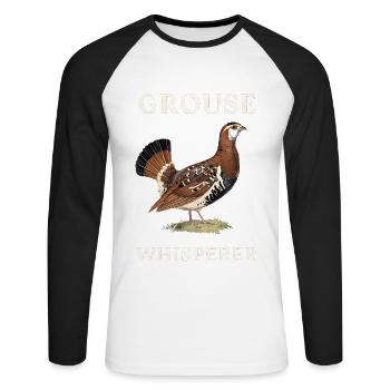 Auerhahn - Unisex Baseballshirt langarm - Weiß/Schwarz - Vorne - Nik (191cm)