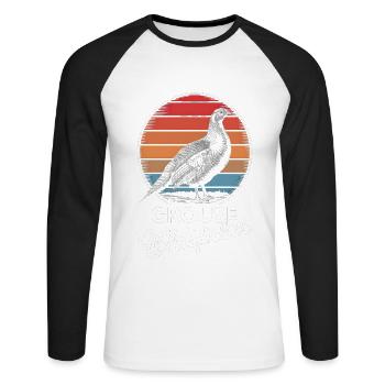 Auerhahn - Unisex Baseballshirt langarm - Weiß/Schwarz - Vorne - Nik (191cm)