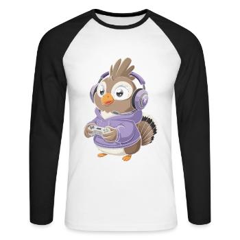 Auerhahn - Unisex Baseballshirt langarm - Weiß/Schwarz - Vorne - Nik (191cm)