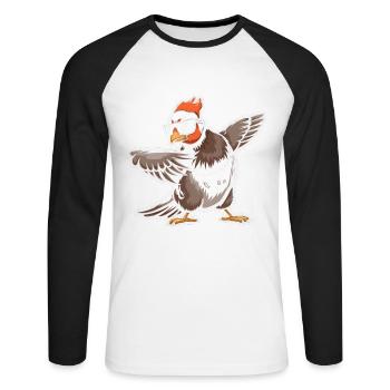 Auerhahn - Unisex Baseballshirt langarm - Weiß/Schwarz - Vorne - Nik (191cm)