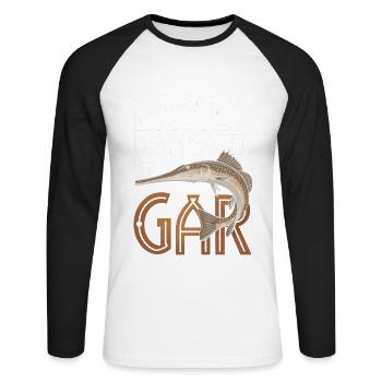 Gar - Unisex Baseballshirt langarm - Weiß/Schwarz - Vorne - Nik (191cm)