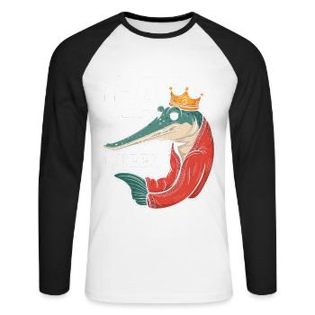 Gar - Unisex Baseballshirt langarm - Weiß/Schwarz - Vorne - Nik (191cm)