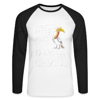 Nashornvogel - Unisex Baseballshirt langarm - Weiß/Schwarz - Vorne - Nik (191cm)