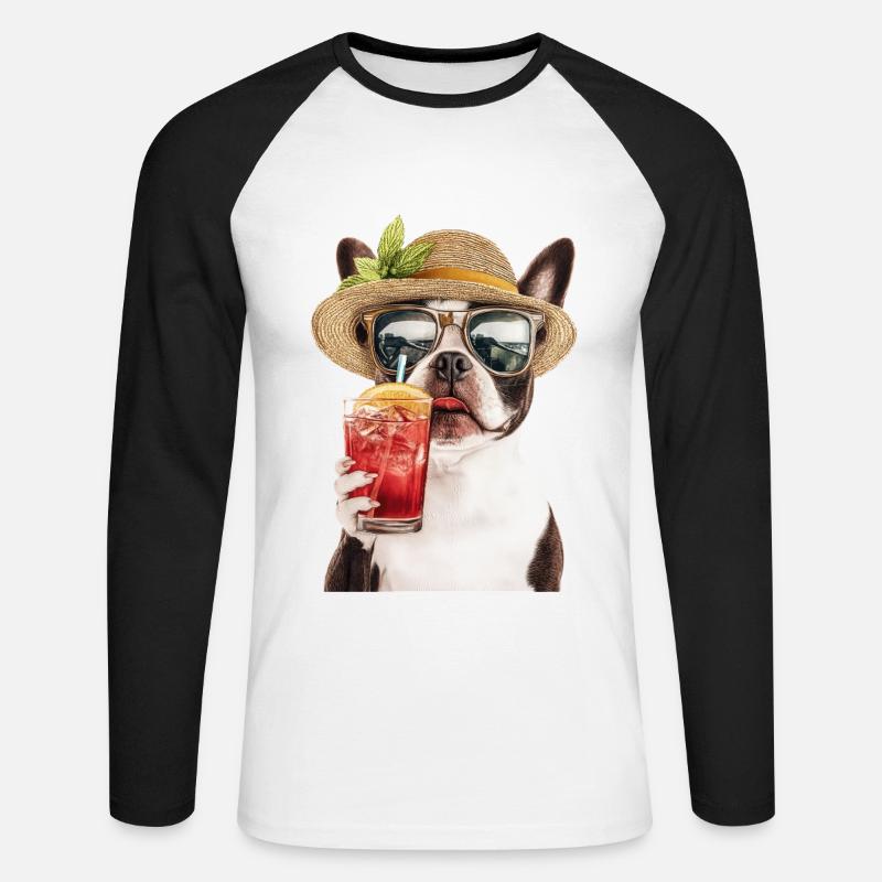 Boston Pitbull Terrier - Unisex Baseballshirt langarm - Weiß/Schwarz