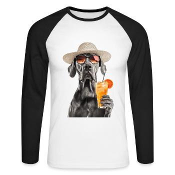 Deutsche Dogge - Unisex Baseballshirt langarm - Weiß/Schwarz - Vorne - Nik (191cm)