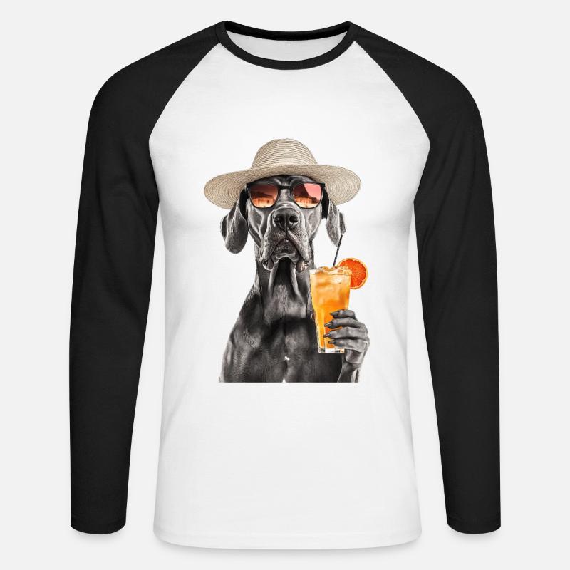 Deutsche Dogge - Unisex Baseballshirt langarm - Weiß/Schwarz