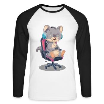 Wiesel - Unisex Baseballshirt langarm - Weiß/Schwarz - Vorne - Nik (191cm)