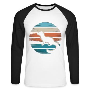 Wiesel - Unisex Baseballshirt langarm - Weiß/Schwarz - Vorne - Nik (191cm)