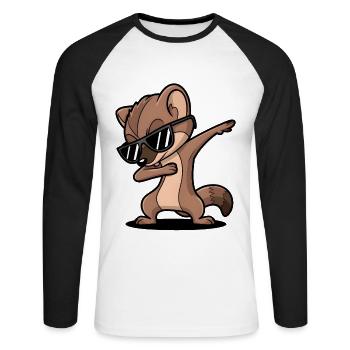 Wiesel - Unisex Baseballshirt langarm - Weiß/Schwarz - Vorne - Nik (191cm)