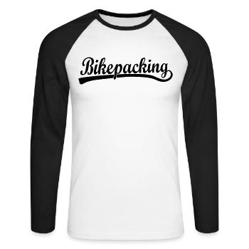 Logo lettrage bikepacking - T-shirt baseball manches longues Homme - blanc/noir - Devant - Nik (191cm)