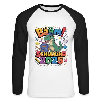 Écolier 2025 Inscription à l’école Retour à l’école - T-shirt baseball manches longues Homme - blanc/noir - Devant - Nik (191cm)