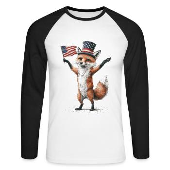 Fuchs - Unisex Baseballshirt langarm - Weiß/Schwarz - Vorne - Nik (191cm)