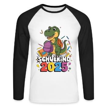 School Child 2025 School Enrollment Back to School - Unisex Long Sleeve Baseball T-Shirt - white/black - Front - Nik (191cm)