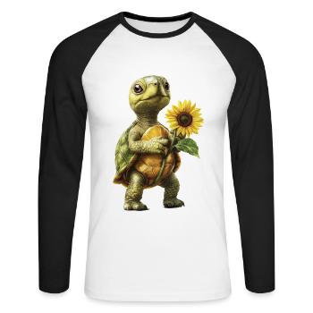 Huhn - Unisex Baseballshirt langarm - Weiß/Schwarz - Vorne - Nik (191cm)