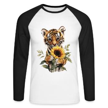 Gepard - Unisex Baseballshirt langarm - Weiß/Schwarz - Vorne - Nik (191cm)