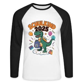 Schulkind 2025 Einschulung Schulanfang - Unisex Baseballshirt langarm - Weiß/Schwarz - Vorne - Nik (191cm)