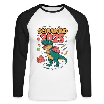 Écolier 2025 Inscription à l’école Retour à l’école - T-shirt baseball manches longues Homme - blanc/noir - Devant - Nik (191cm)