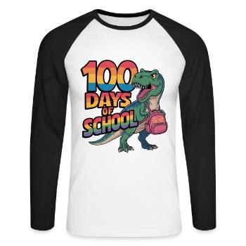 100e jour d’école 100 jour d’école des enfants - T-shirt baseball manches longues Homme - blanc/noir - Devant - Nik (191cm)