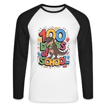 100e jour d’école 100 jour d’école des enfants - T-shirt baseball manches longues Homme - blanc/noir - Devant - Nik (191cm)