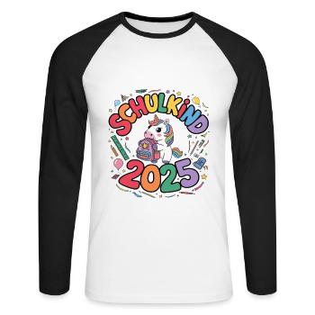 School Child 2025 School Enrollment Back to School - Unisex Long Sleeve Baseball T-Shirt - white/black - Front - Nik (191cm)