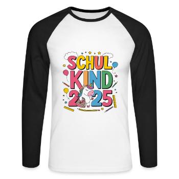 School Child 2025 School Enrollment Back to School - Unisex Long Sleeve Baseball T-Shirt - white/black - Front - Nik (191cm)