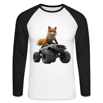 Fuchs - Unisex Baseballshirt langarm - Weiß/Schwarz - Vorne - Nik (191cm)