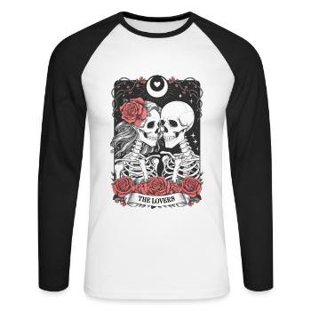 Tarotkarte - Unisex Baseballshirt langarm - Weiß/Schwarz - Vorne - Nik (191cm)