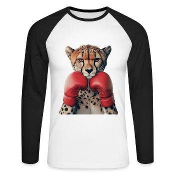 Gepard - Unisex Baseballshirt langarm - Weiß/Schwarz - Vorne - Nik (191cm)
