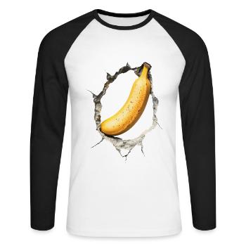 Banane - Unisex Baseballshirt langarm - Weiß/Schwarz - Vorne - Nik (191cm)