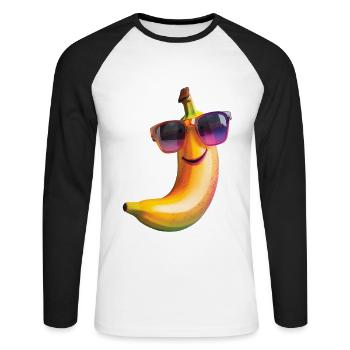 Banane - Unisex Baseballshirt langarm - Weiß/Schwarz - Vorne - Nik (191cm)