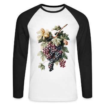 Trauben - Unisex Baseballshirt langarm - Weiß/Schwarz - Vorne - Nik (191cm)