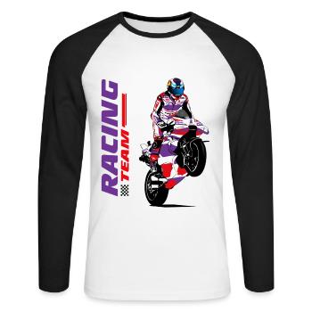Motorcycle Racing - Superbike - Unisex Long Sleeve Baseball T-Shirt - white/black - Front - Nik (191cm)