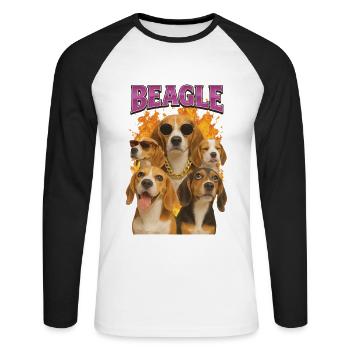 Beagle - Unisex Baseballshirt langarm - Weiß/Schwarz - Vorne - Nik (191cm)