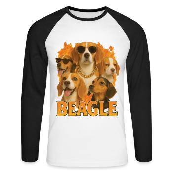 Beagle - Unisex Baseballshirt langarm - Weiß/Schwarz - Vorne - Nik (191cm)