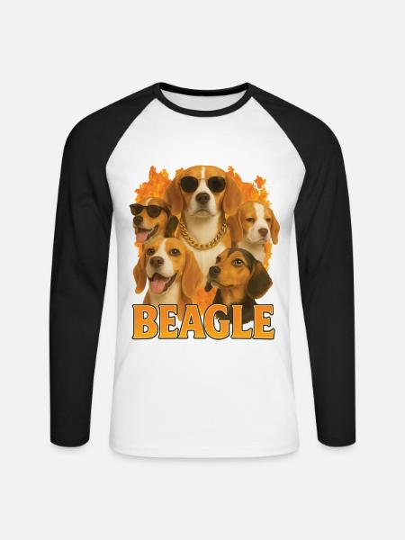 Beagle - Unisex Baseballshirt langarm - Weiß/Schwarz