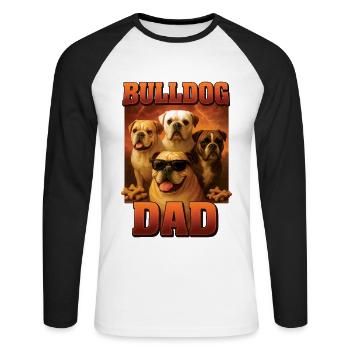 Bulldogge - Unisex Baseballshirt langarm - Weiß/Schwarz - Vorne - Nik (191cm)