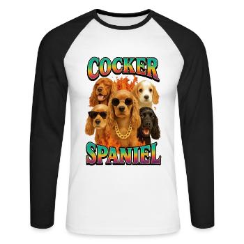 Cocker Spaniel - Unisex Baseballshirt langarm - Weiß/Schwarz - Vorne - Nik (191cm)